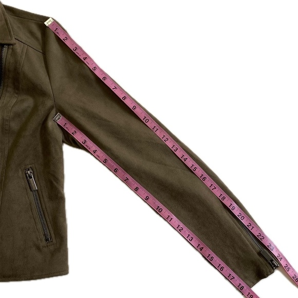 KUT from the Kloth, Edith Faux Suede Moto Jacket, Canyon (Brown/Tan) Size XS NWT - Picture 11 of 14